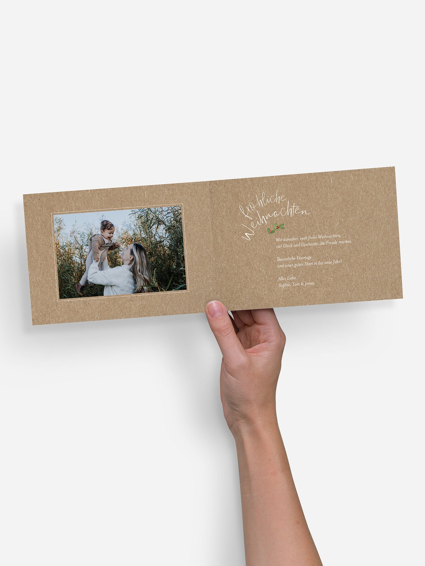 Weihnachtskarte Greenery Ornament Kraftpapier