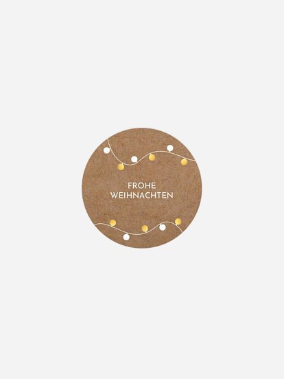 Geschenkaufkleber Weihnachten Lichterkette Kraftpapier