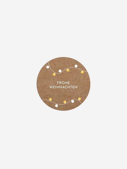 Geschenkaufkleber Weihnachten Lichterkette Kraftpapier