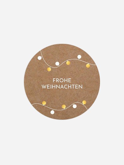 Geschenkaufkleber Weihnachten Lichterkette Kraftpapier