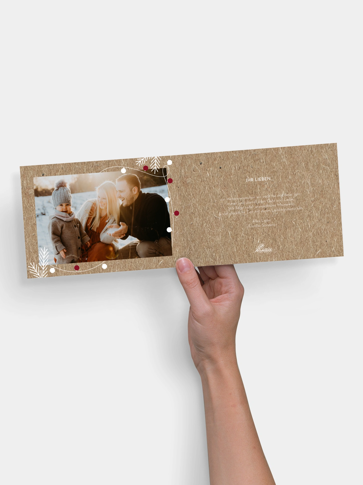 Neujahrskarten Lichterkette Kraftpapier