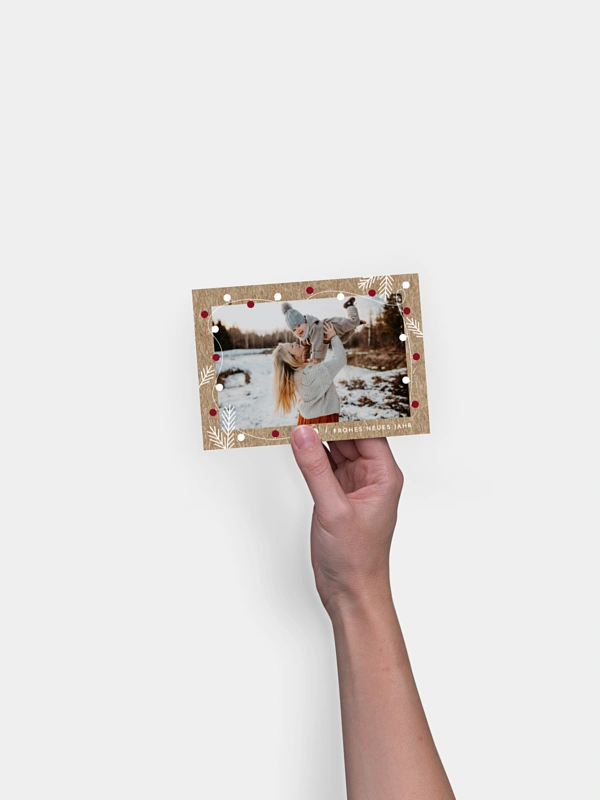 Neujahrskarten Lichterkette Kraftpapier
