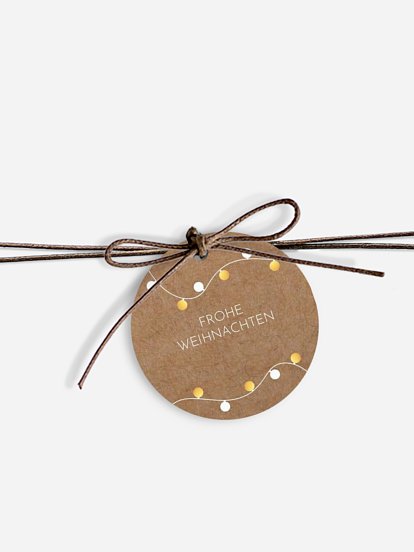 Geschenkeanhänger Lichterkette Kraftpapier