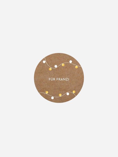 Geschenkaufkleber personalisiert Lichterkette Kraftpapier