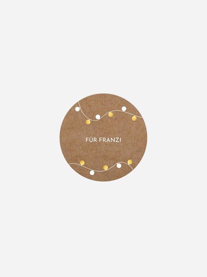 Geschenkaufkleber personalisiert Lichterkette Kraftpapier