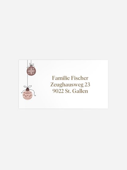 Empfängeraufkleber Weihnachten Weihnachtskugeln Kraftpapier