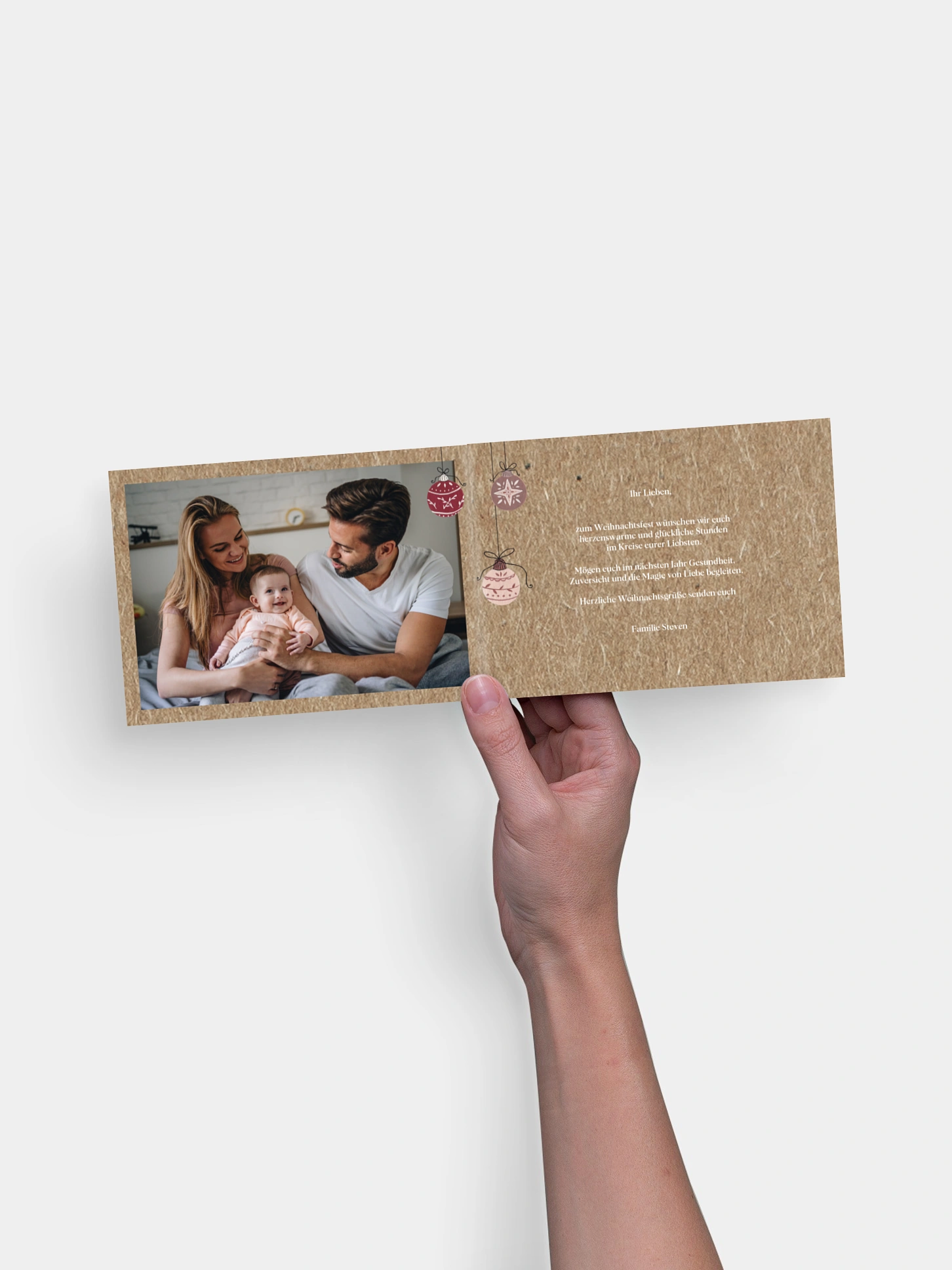 Weihnachtskarte Weihnachtskugeln Kraftpapier