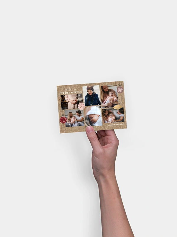 Weihnachtskarte Weihnachtskugeln Kraftpapier