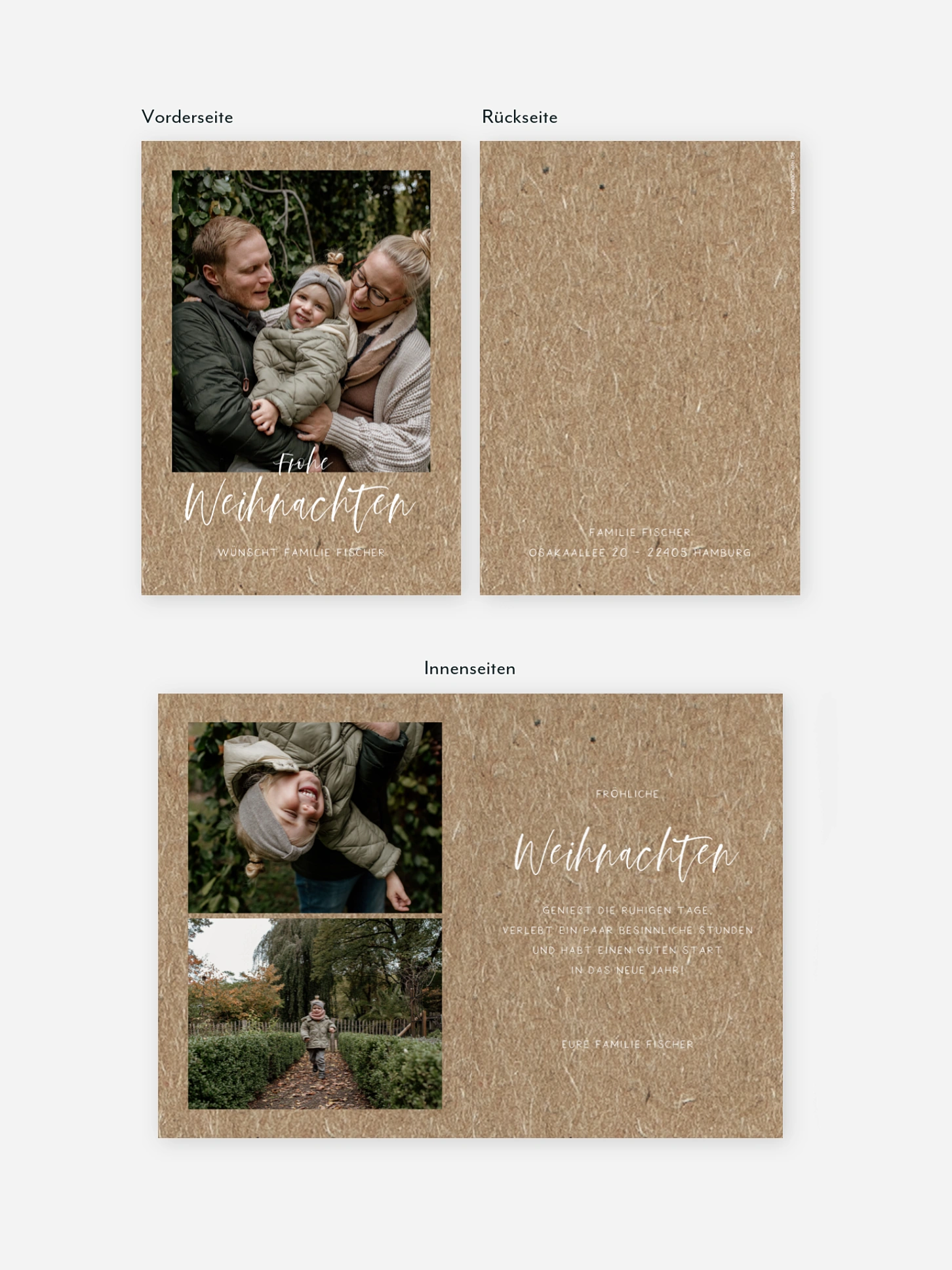 Weihnachtskarte Love & Laughter Kraftpapier