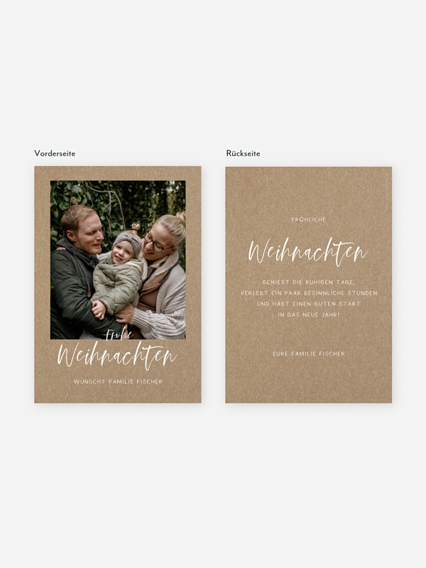 Weihnachtskarte Love & Laughter Kraftpapier