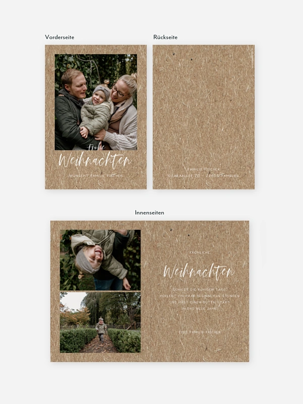 Weihnachtskarte Love & Laughter Kraftpapier