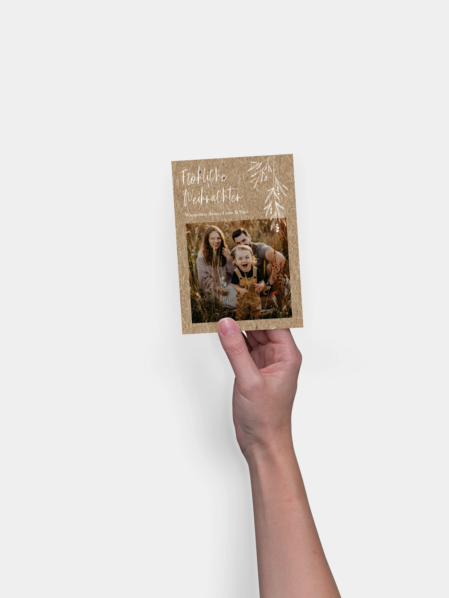 Weihnachtskarte Mistel Kraftpapier
