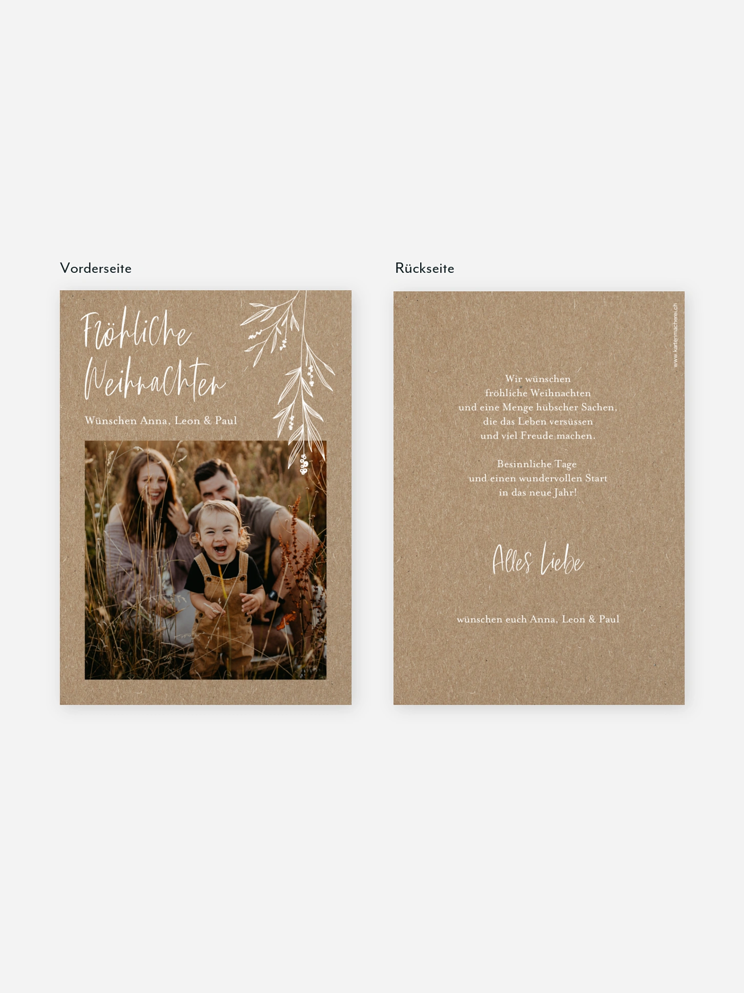Weihnachtskarte Mistel Kraftpapier