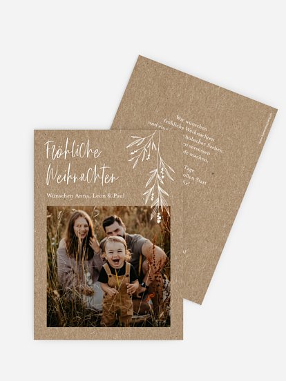 Weihnachtskarte Mistel Kraftpapier