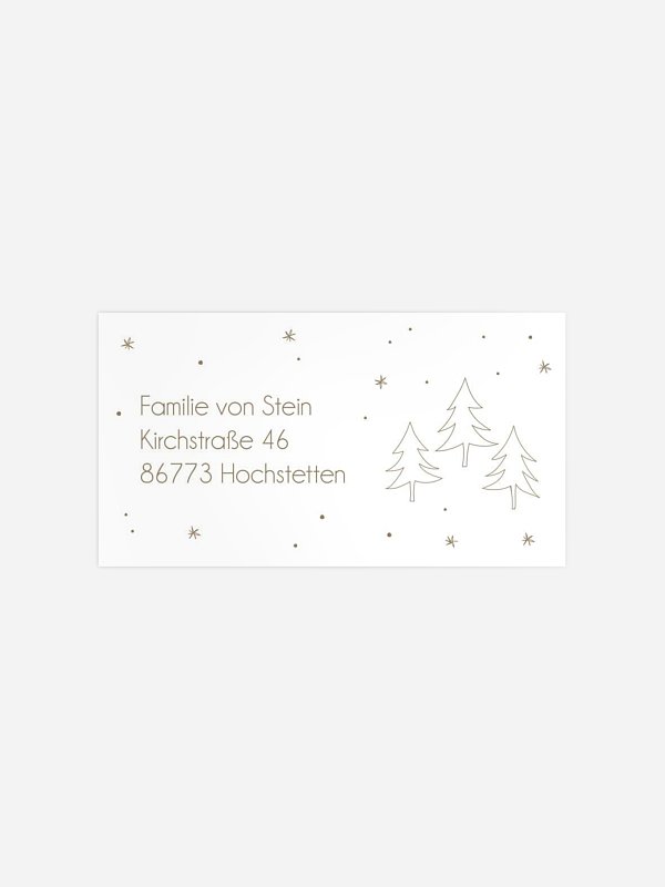 Empfängeraufkleber Weihnachten Tannenwald Kraftpapier