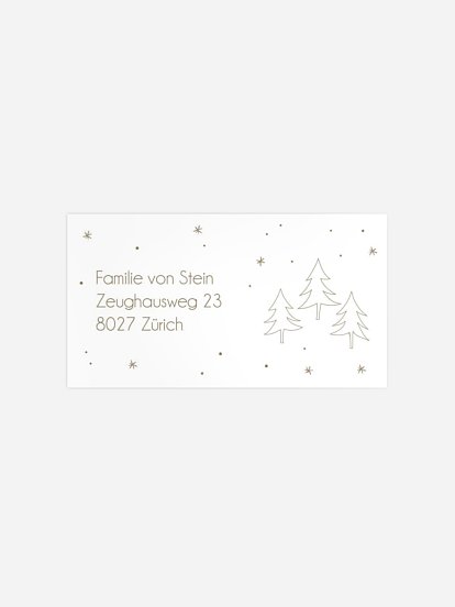 Empfängeraufkleber Weihnachten Tannenwald Kraftpapier