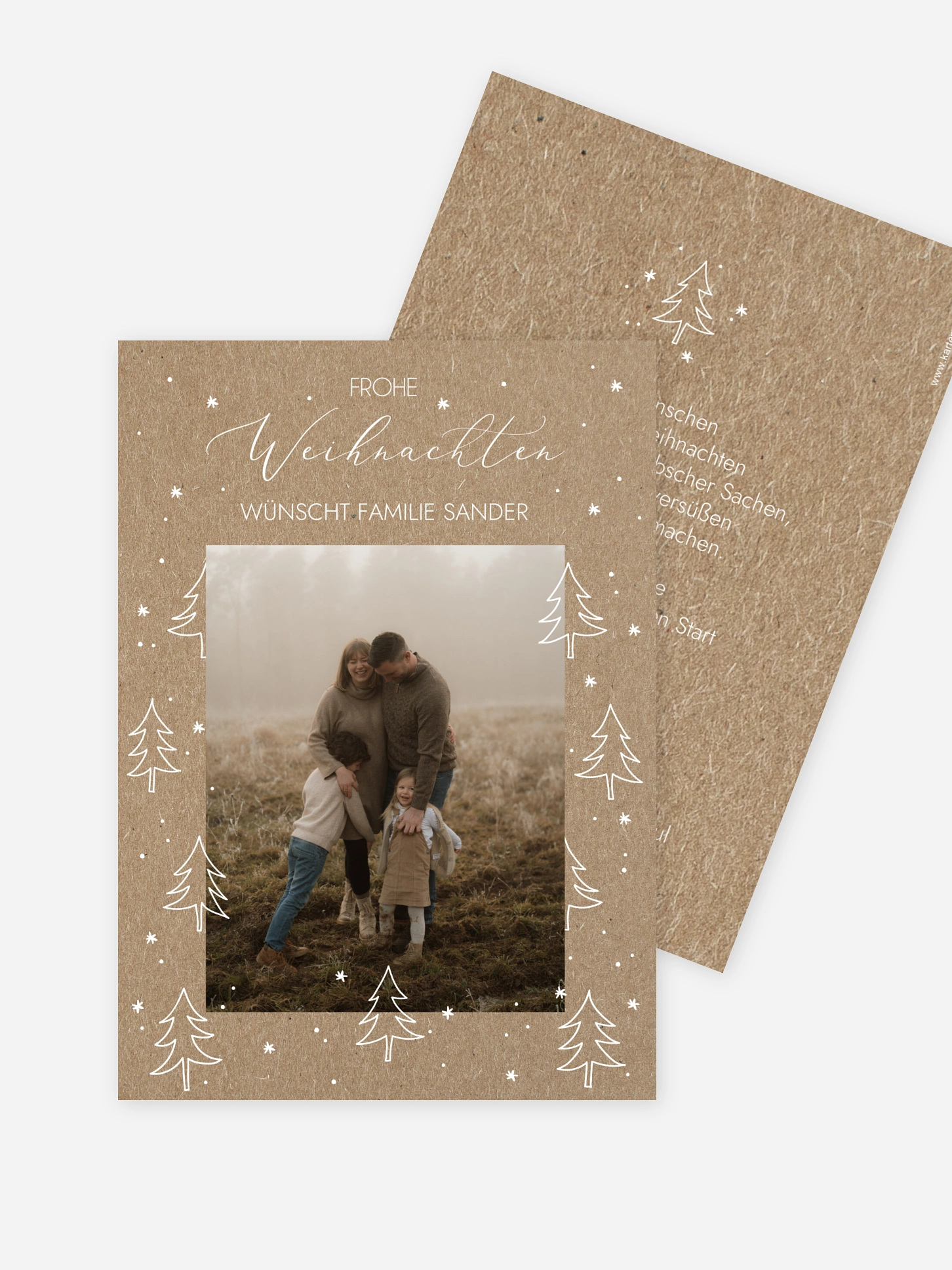 Weihnachtskarte Tannenwald Kraftpapier