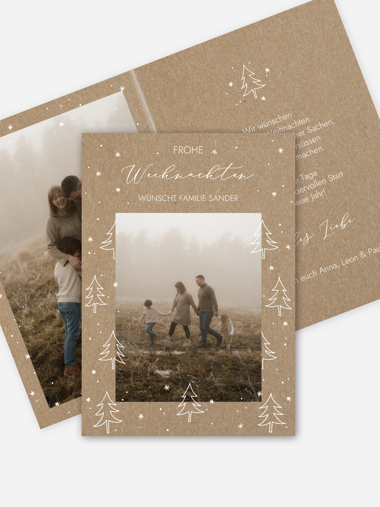 Weihnachtskarte Tannenwald Kraftpapier