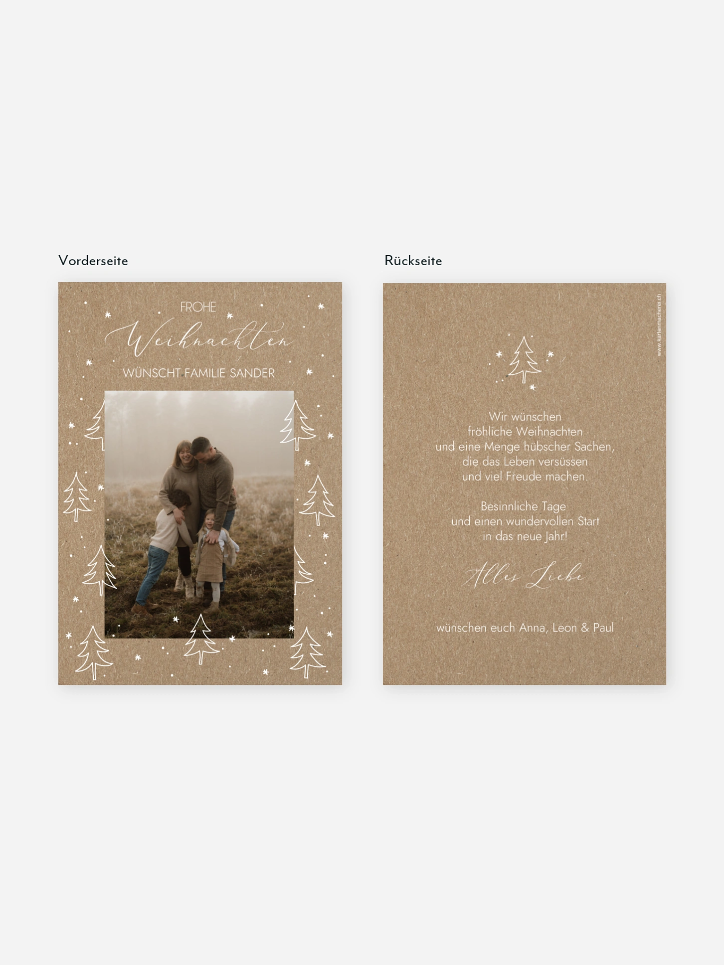 Weihnachtskarte Tannenwald Kraftpapier