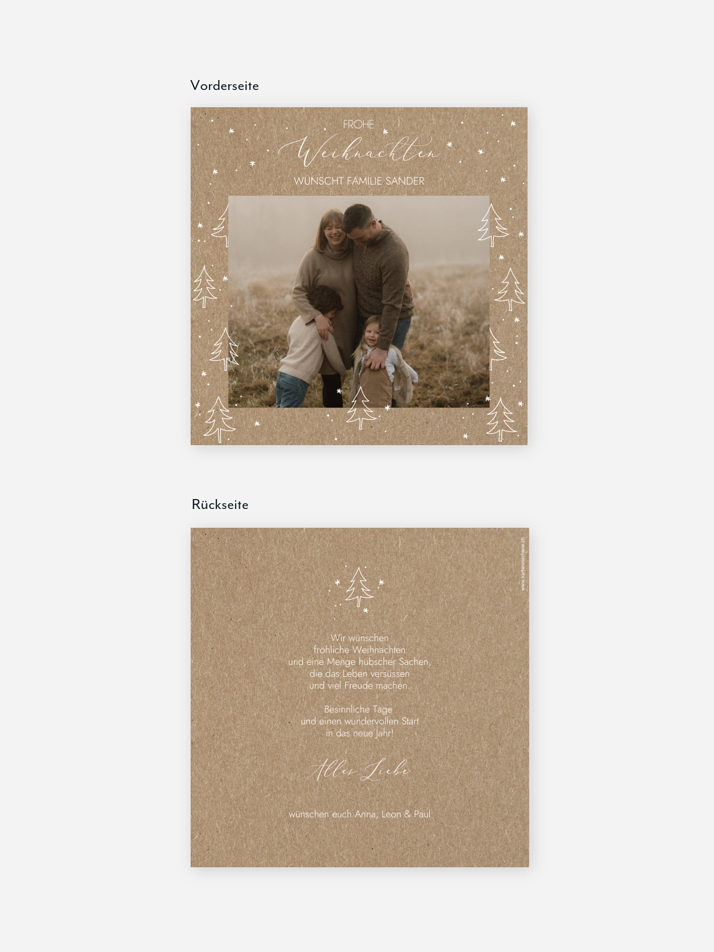 Weihnachtskarte Tannenwald Kraftpapier