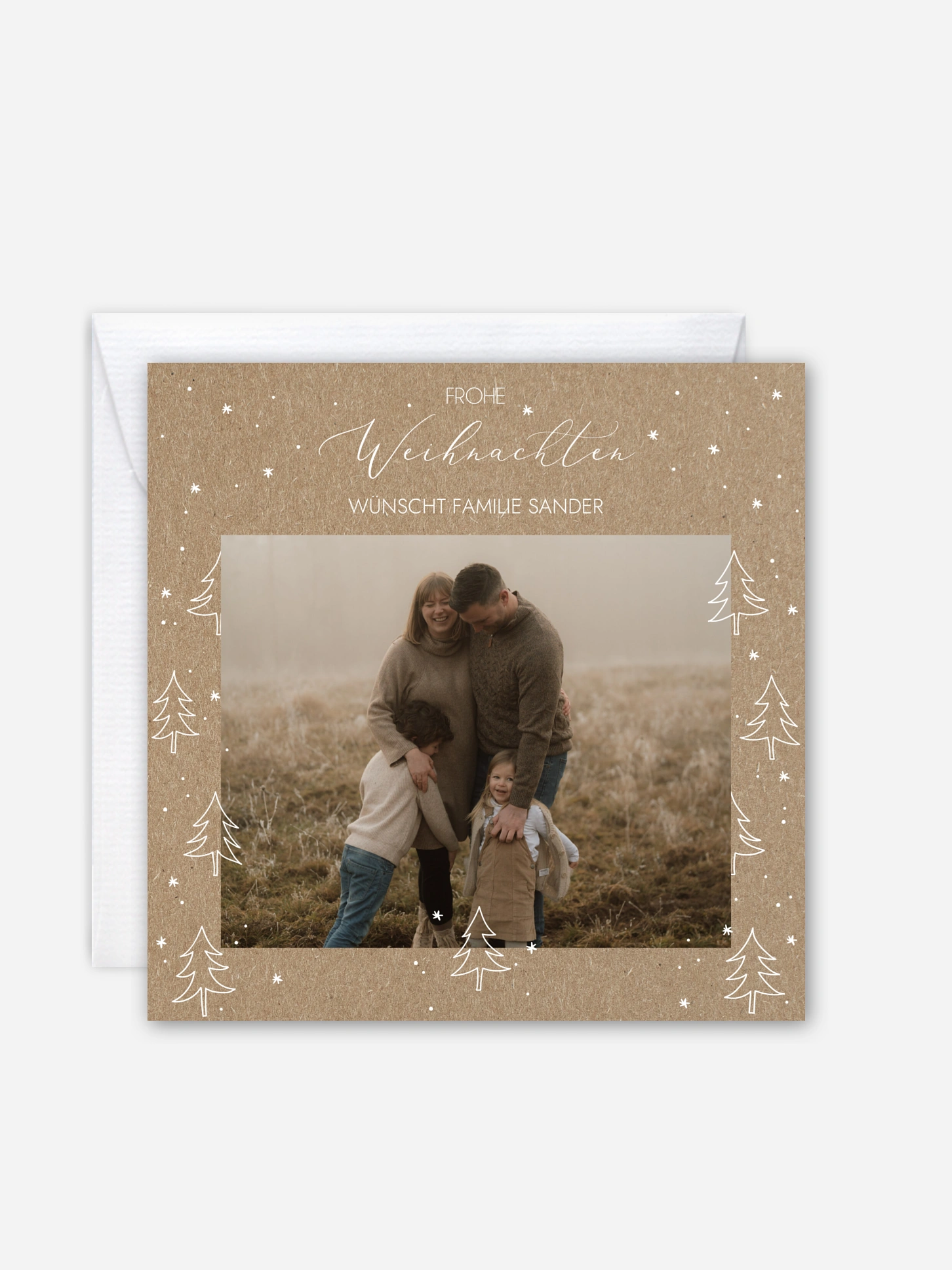 Weihnachtskarte Tannenwald Kraftpapier