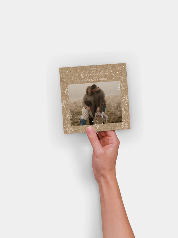 Weihnachtskarte Tannenwald Kraftpapier