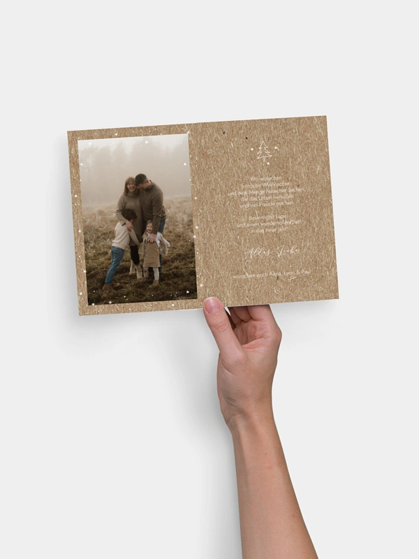 Weihnachtskarte Tannenwald Kraftpapier
