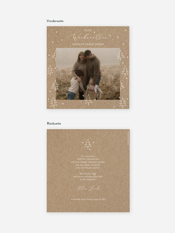 Weihnachtskarte Tannenwald Kraftpapier