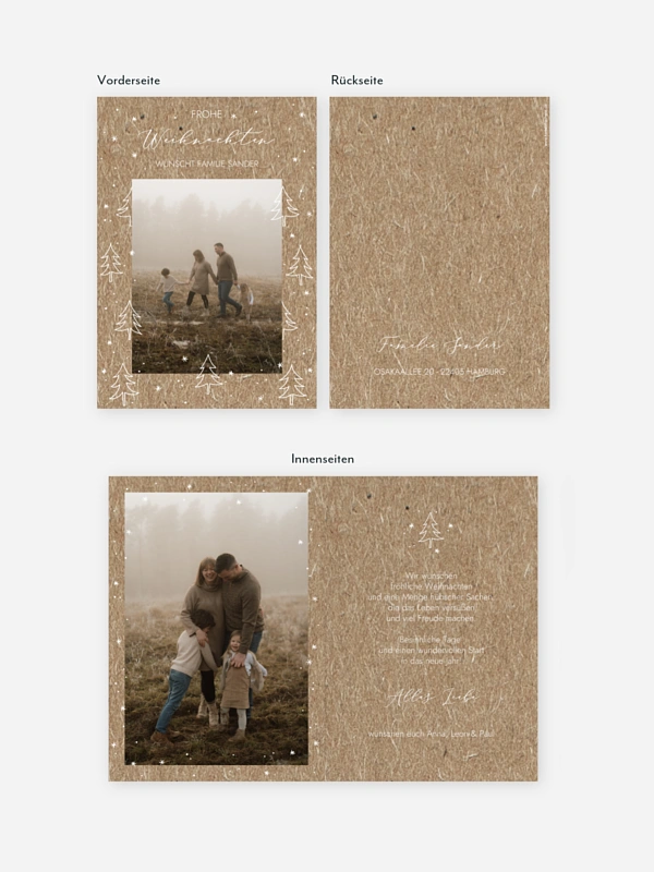 Weihnachtskarte Tannenwald Kraftpapier