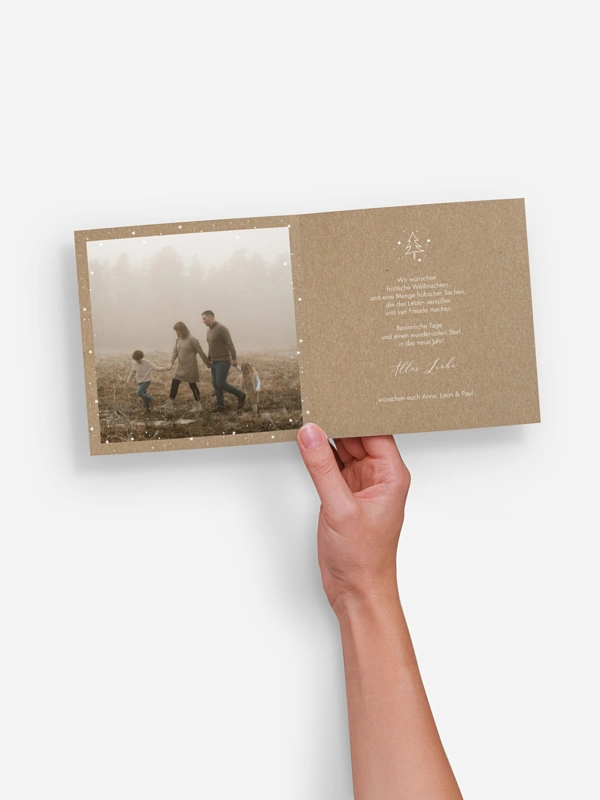 Weihnachtskarte Tannenwald Kraftpapier