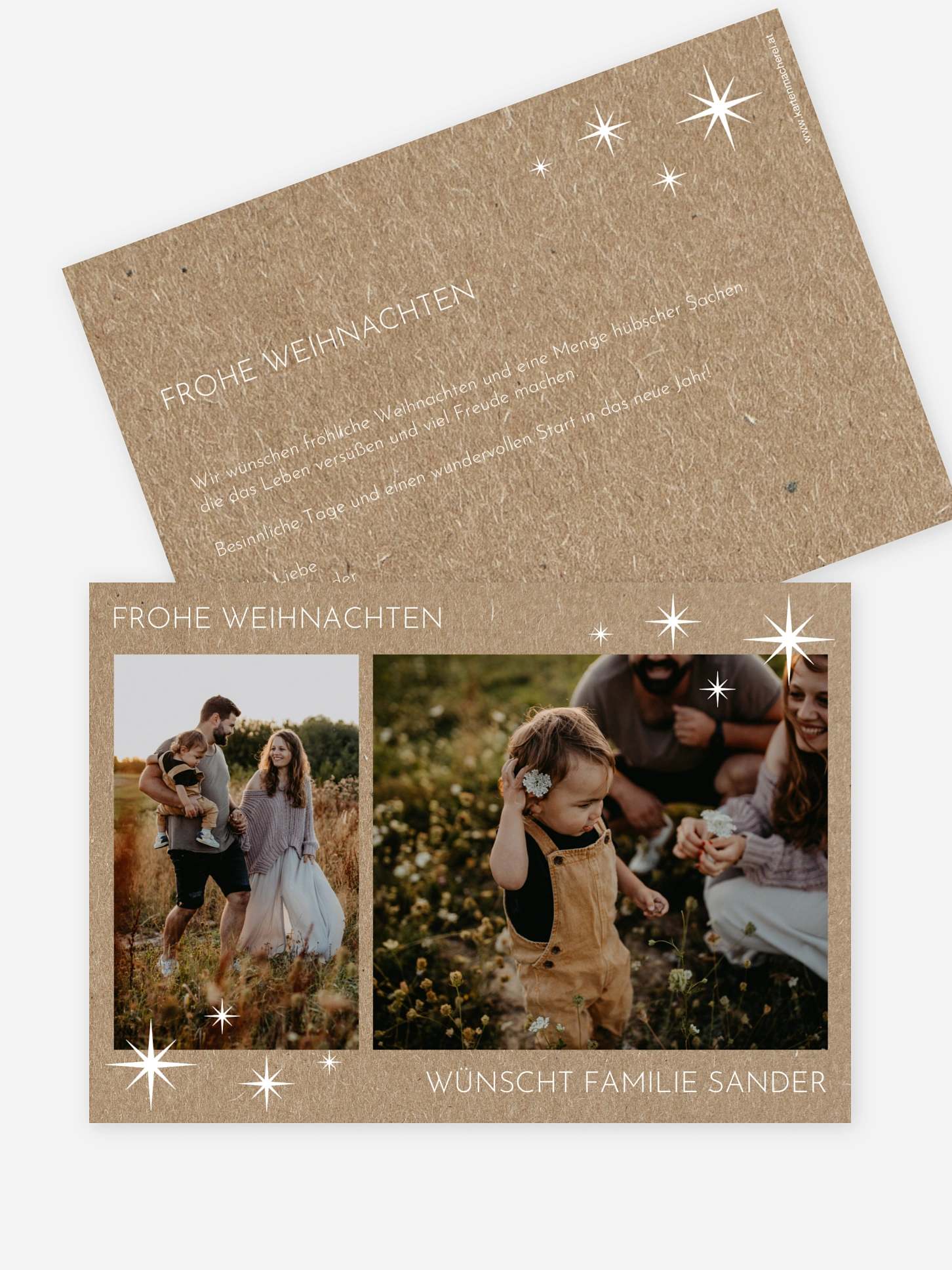 Weihnachtskarte Delicate Stars Kraftpapier