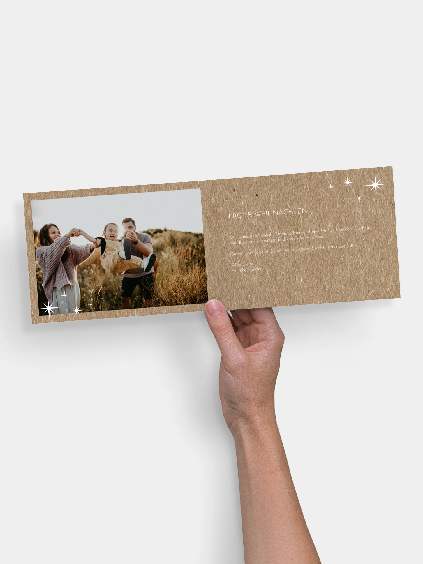 Weihnachtskarte Delicate Stars Kraftpapier