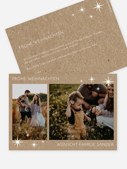 Weihnachtskarte Delicate Stars Kraftpapier