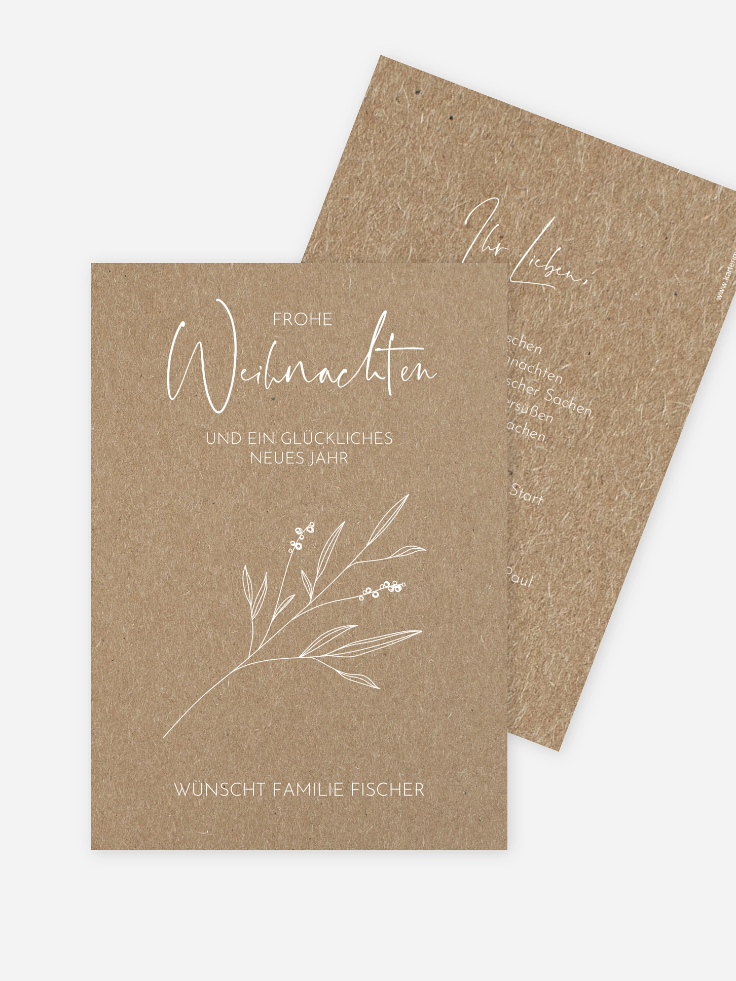 Weihnachtskarte Christmas Twig Kraftpapier