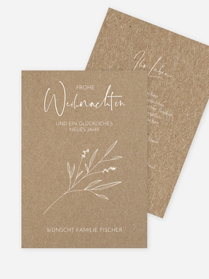 Weihnachtskarte Christmas Twig Kraftpapier