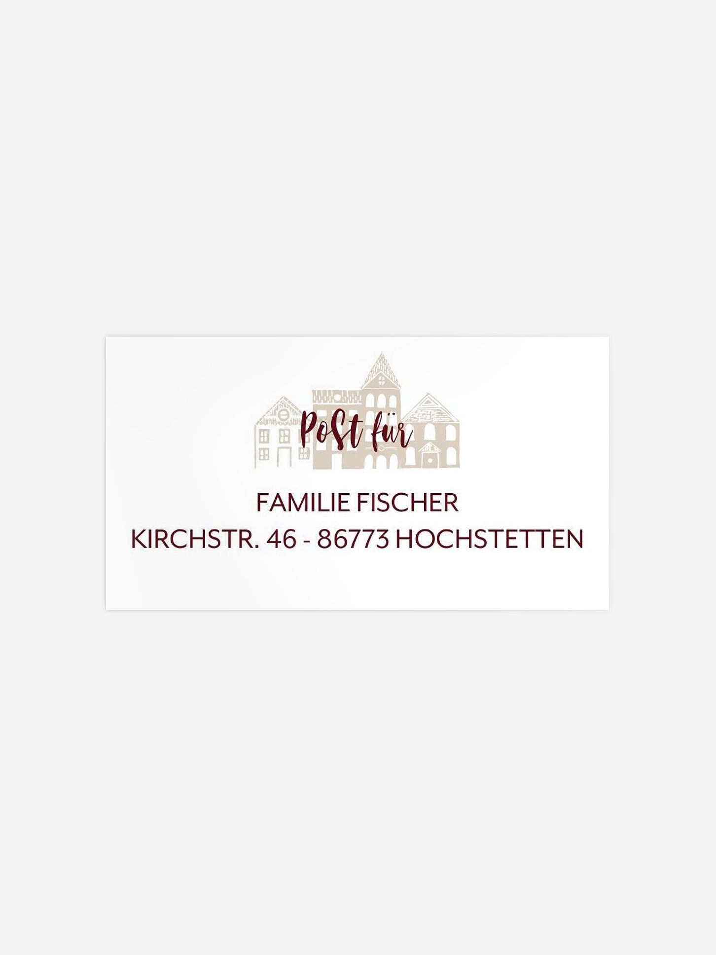 Empfängeraufkleber Weihnachten Stadt im Schnee ohne Foto