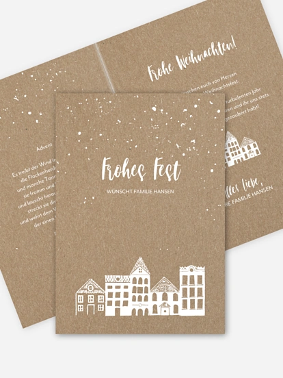 Stadt im Schnee ohne Foto Kraftpapier