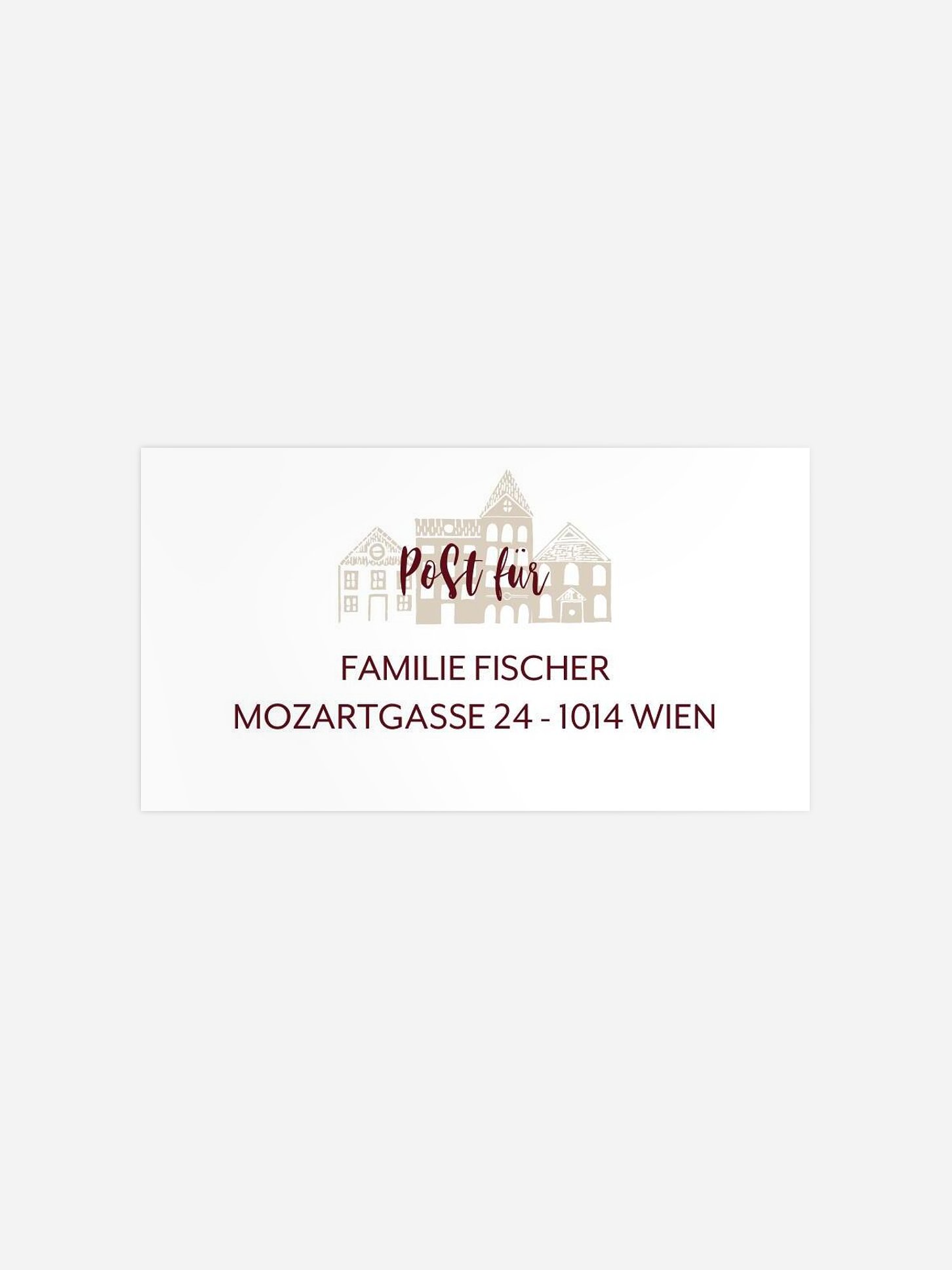 Empfängeraufkleber Weihnachten Stadt im Schnee Kraftpapier