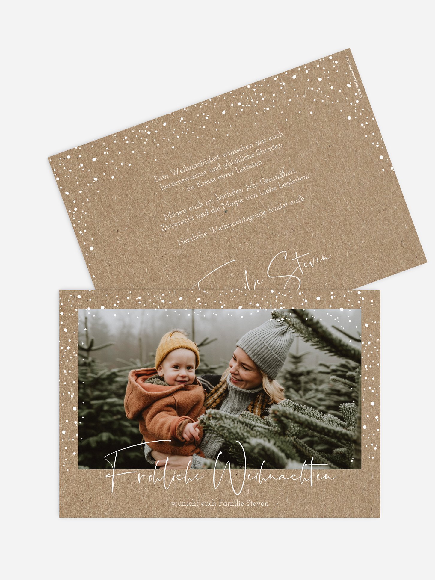 Weihnachtskarte Flockenzauber Kraftpapier