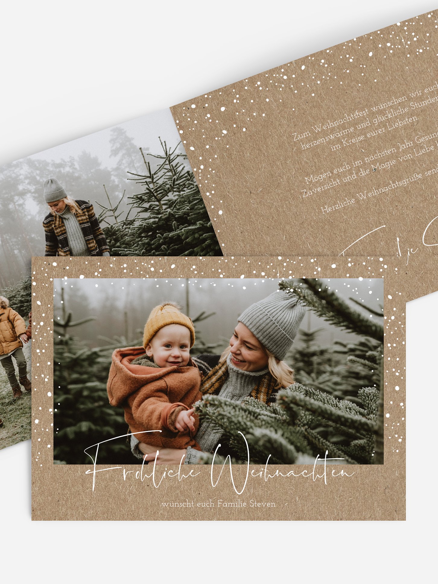 Weihnachtskarte Flockenzauber Kraftpapier