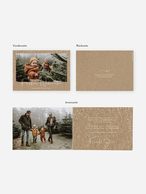 Weihnachtskarte Flockenzauber Kraftpapier