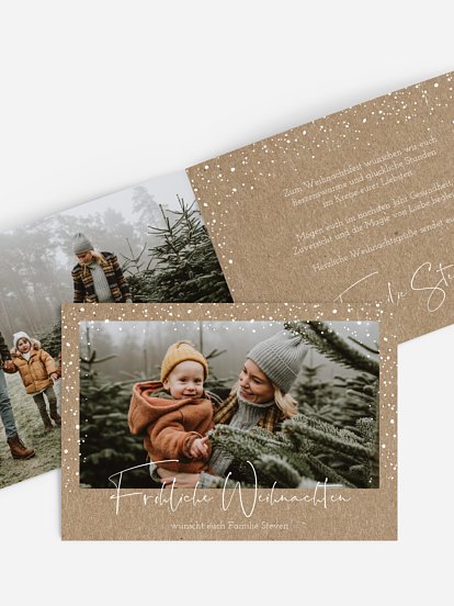 Weihnachtskarte Flockenzauber Kraftpapier