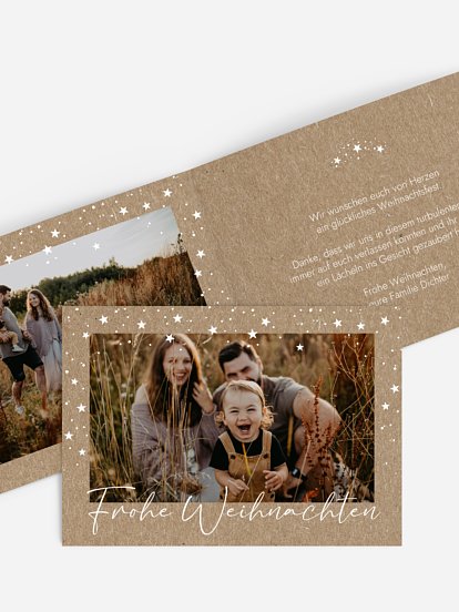 Weihnachtskarte Stardust Kraftpapier