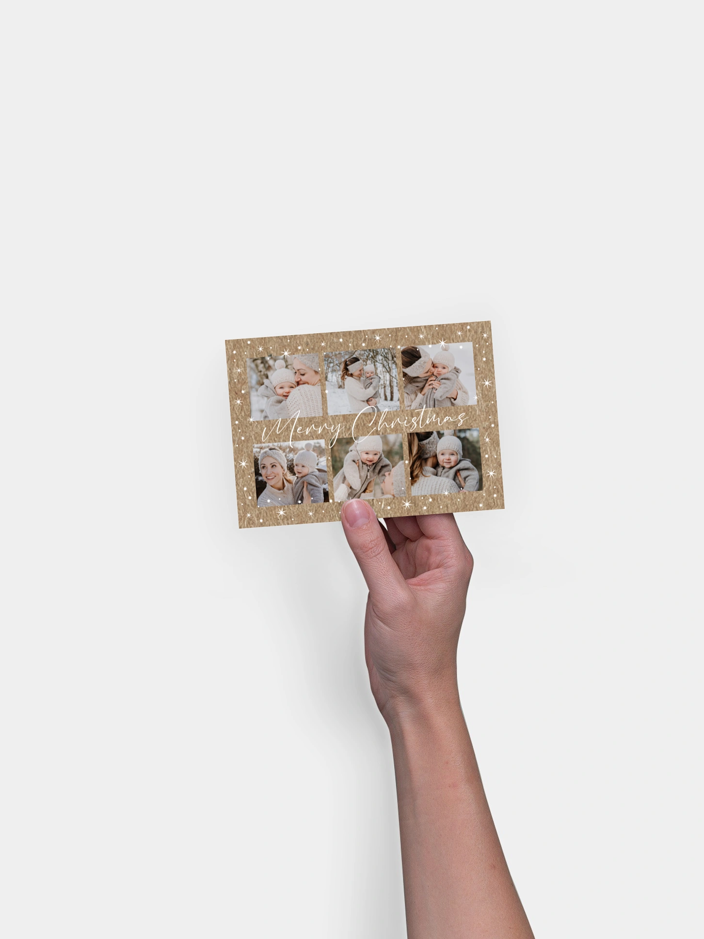 Weihnachtskarte Joyful Stars Kraftpapier