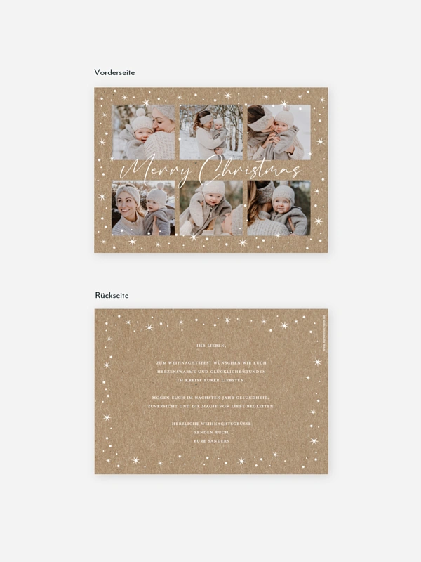 Weihnachtskarte Joyful Stars Kraftpapier