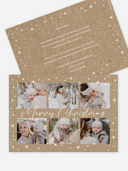 Weihnachtskarte Joyful Stars Kraftpapier