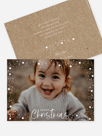 Weihnachtskarte Full of Stars Kraftpapier