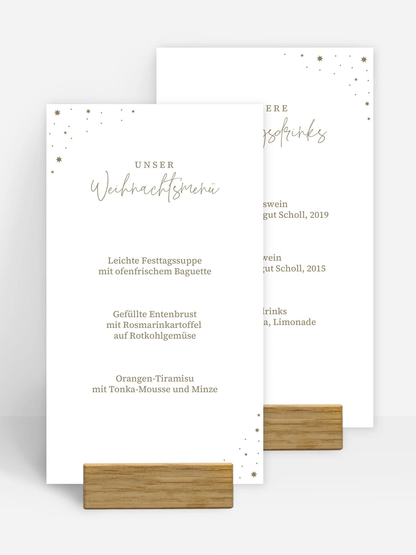Menükarten Weihnachten Festhimmel Kraftpapier