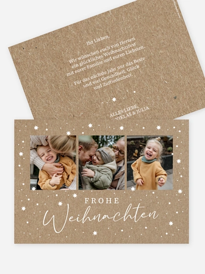 Weihnachtskarte Festhimmel Kraftpapier