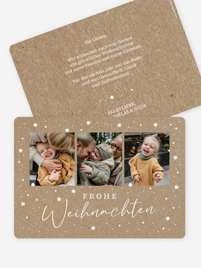 Weihnachtskarte Festhimmel Kraftpapier